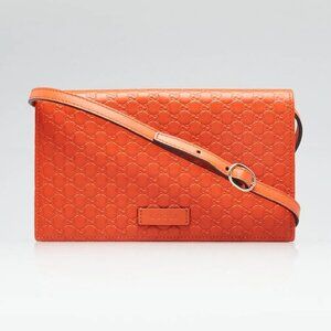 Gucci Orange Micro Guccissima Leather Flap Crossbody Bag